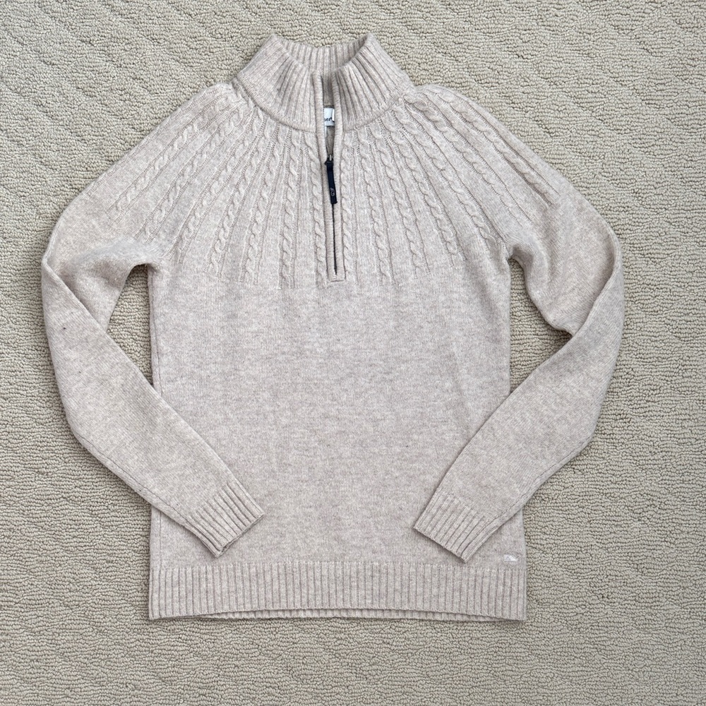 Vineyard Vines Women’s Small Light Tan Wool Quarter Zip Sweater